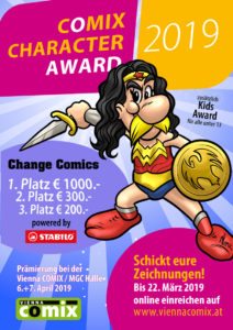 Flyer für den Vienna-Comix-Character-Award 2019